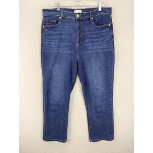 Made And Loved Loft Jeans Women's Sz 32/14 Straight‎ Crop High Rise Blue Denim